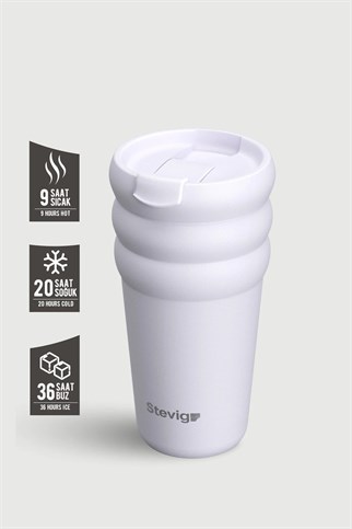 Stevig 3 Bubble Two-Cap Straw Tumbler Çelik Termos Lilac Hint 600 ml