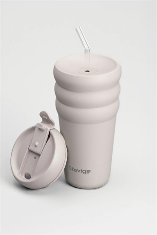 Stevig 3 Bubble Two-Cap Straw Tumbler Çelik Termos Crushed Rock 600 ml