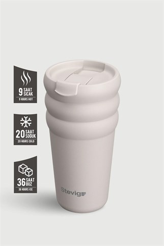 Stevig 3 Bubble Two-Cap Straw Tumbler Çelik Termos Crushed Rock 600 ml
