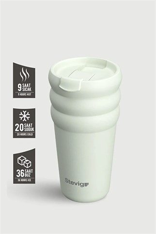 Stevig 3 Bubble Two-Cap Straw Tumbler Çelik Termos Lightest Sky 600 ml