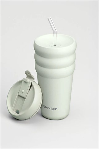Stevig 3 Bubble Two-Cap Straw Tumbler Çelik Termos Lightest Sky 600 ml