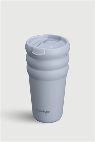 Stevig 3 Bubble Two-Cap Straw Tumbler Çelik Termos Zen Blue 600 ml