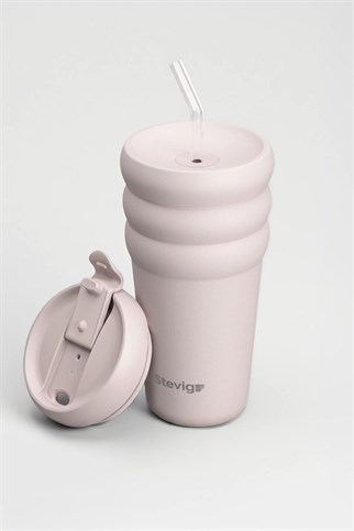 Stevig 3 Bubble Two-Cap Straw Tumbler Çelik Termos Soft Quartz 600 ml