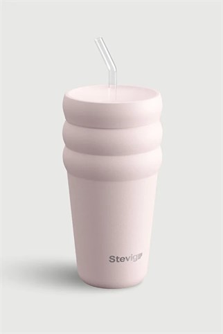 Stevig 3 Bubble Two-Cap Straw Tumbler Çelik Termos Soft Quartz 600 ml
