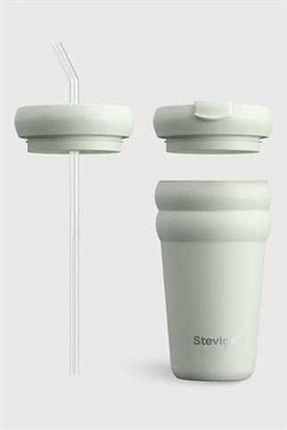 Stevig 3 Bubble Two-Cap Straw Tumbler Çelik Termos Lightest Sky 600 ml