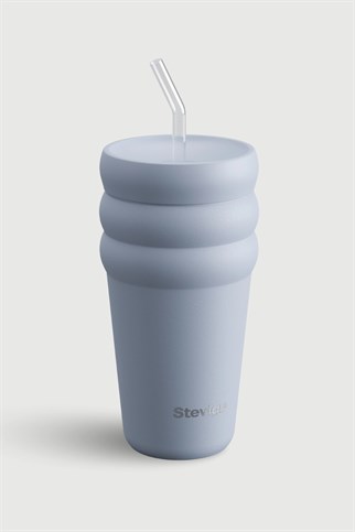 Stevig 3 Bubble Two-Cap Straw Tumbler Çelik Termos Zen Blue 600 ml