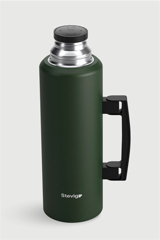 Stevig 4 Camp Klasik Vakumlu Kulplu Çelik Termos Green 1.5 lt