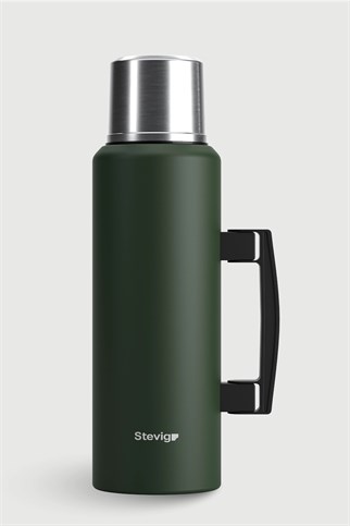 Stevig 4 Camp Klasik Vakumlu Kulplu Çelik Termos Green 1.5 lt