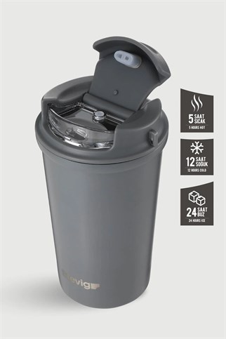 Stevig 4 Work Flip Open Coffee Mug Çelik Termos 400 ml