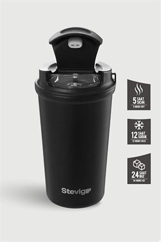 Stevig 4 Work Flip Open Coffee Mug Çelik Termos 400 ml