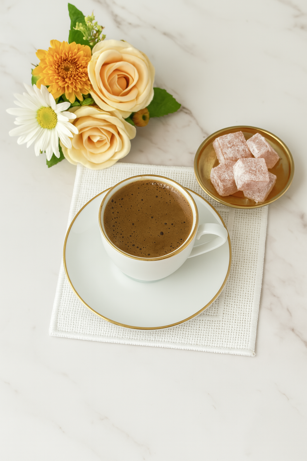 Arancione Co. Beyaz Detaylı Çift Kare 6'lı Kokteyl Peçete