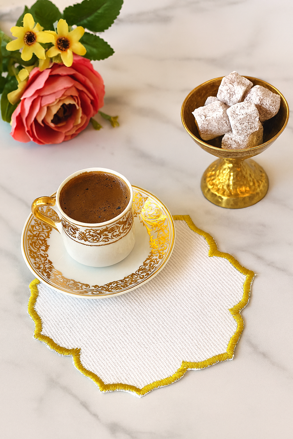 Arancione Co. Sarı Detaylı Mandala 6’lı Kokteyl Peçete