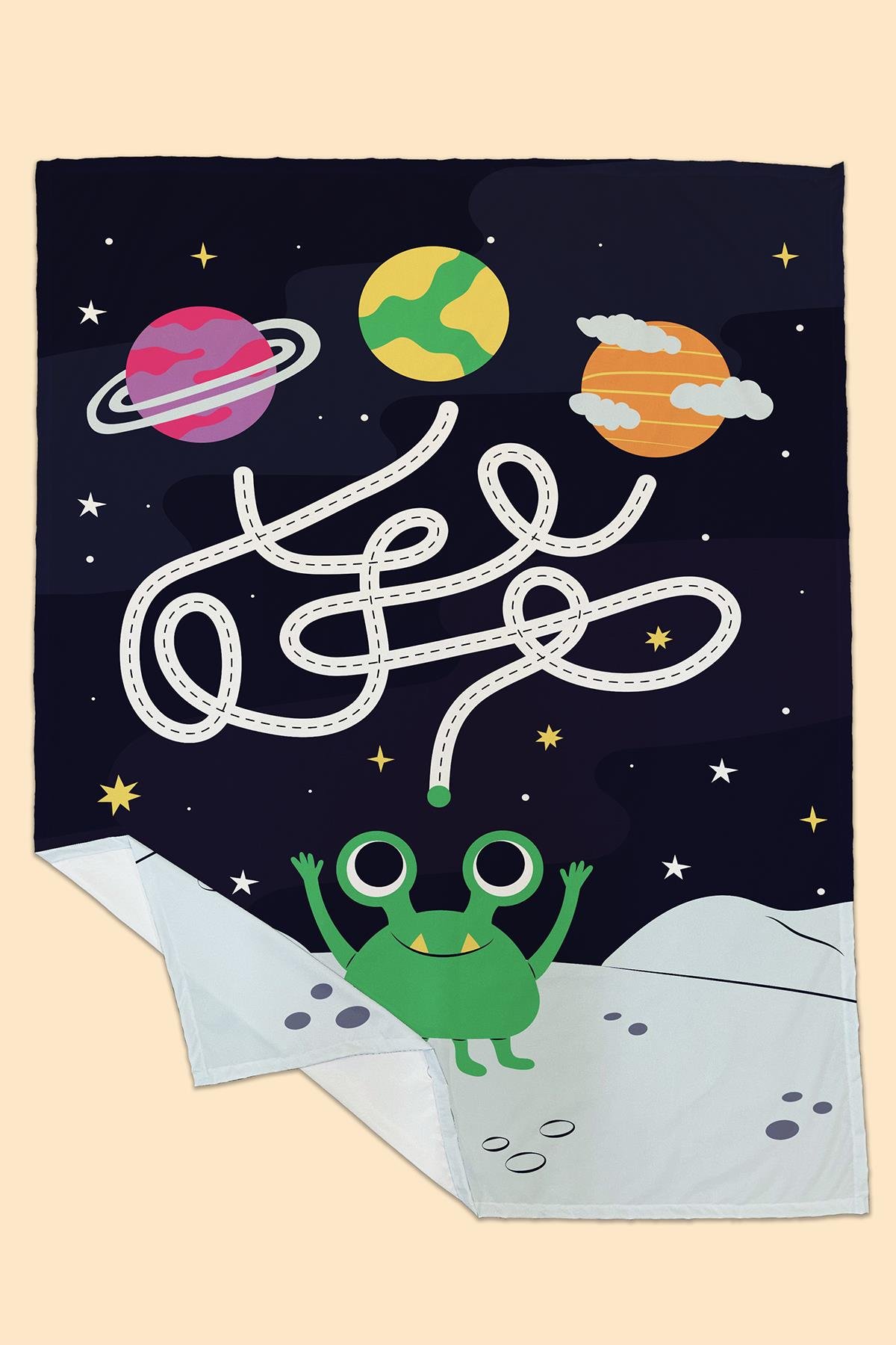 Arancione Co. Alien Su Geçirmez, Yer/Mama Sandalyesi Altı, Aktivite, Yemek ve Oyun Örtüsü