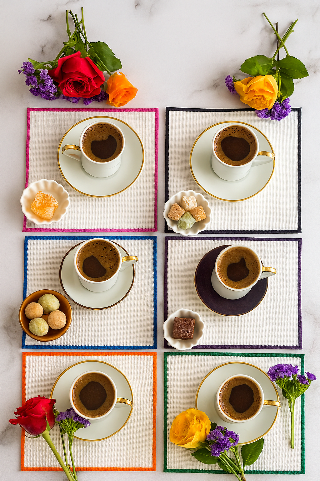 Arancione Co. Renkli Detaylı Kare 6'lı Kokteyl Peçete