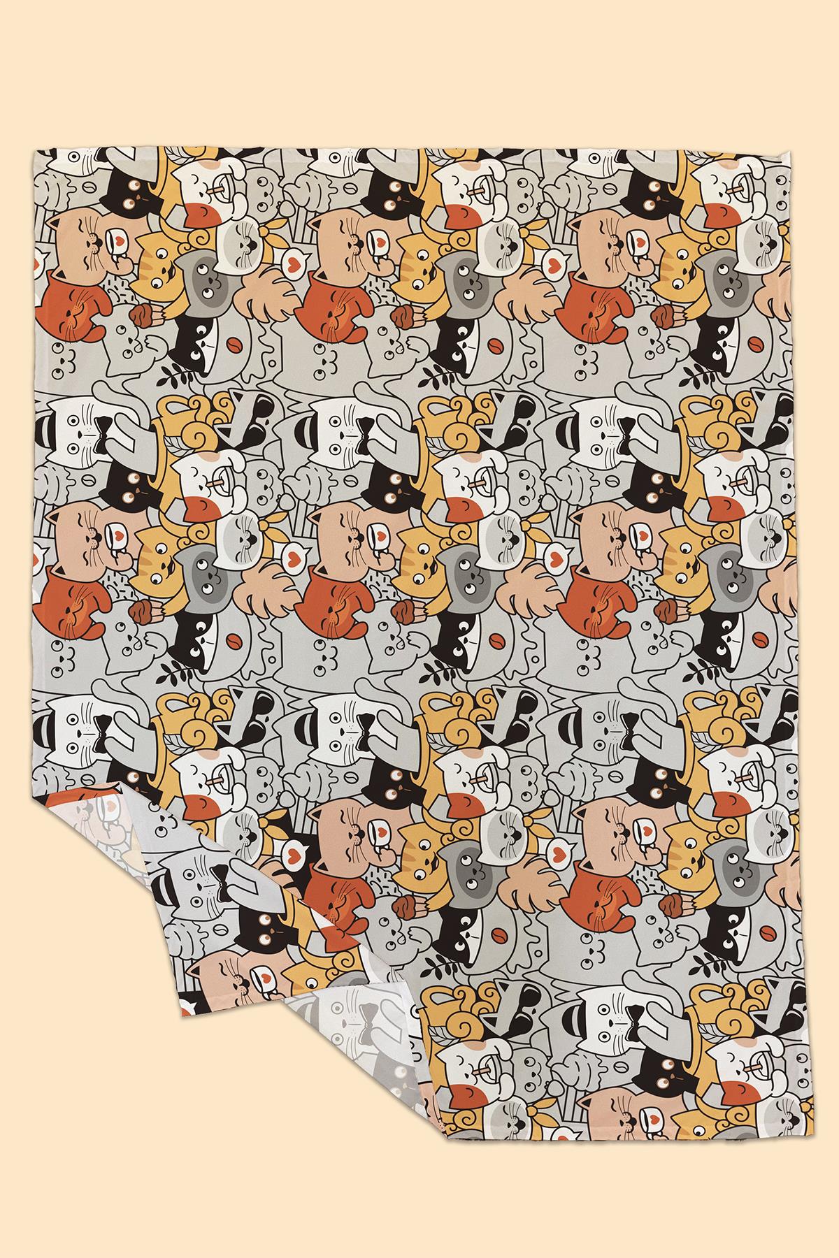 Arancione Co. Sevimli Kediler Su Geçirmez,Yer/ Mama Sandalyesi Altı,Aktivite,Yemek ve Oyun Zamanı