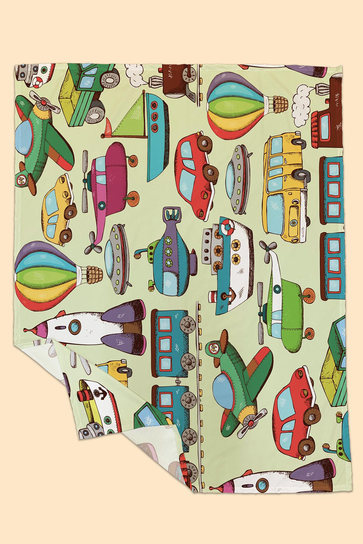 Arancione Co. Vehıcles Su Geçirmez, Yer/Mama Sandalyesi Altı, Aktivite, Yemek ve Oyun Örtüsü