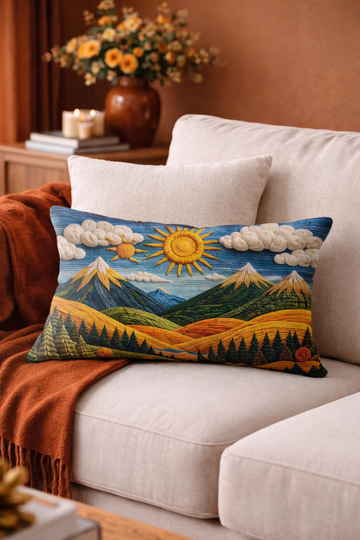 Arancione Co. Çift Tarafı Baskılı Dikdörtgen Kırlent Kılıfı 6AOD11