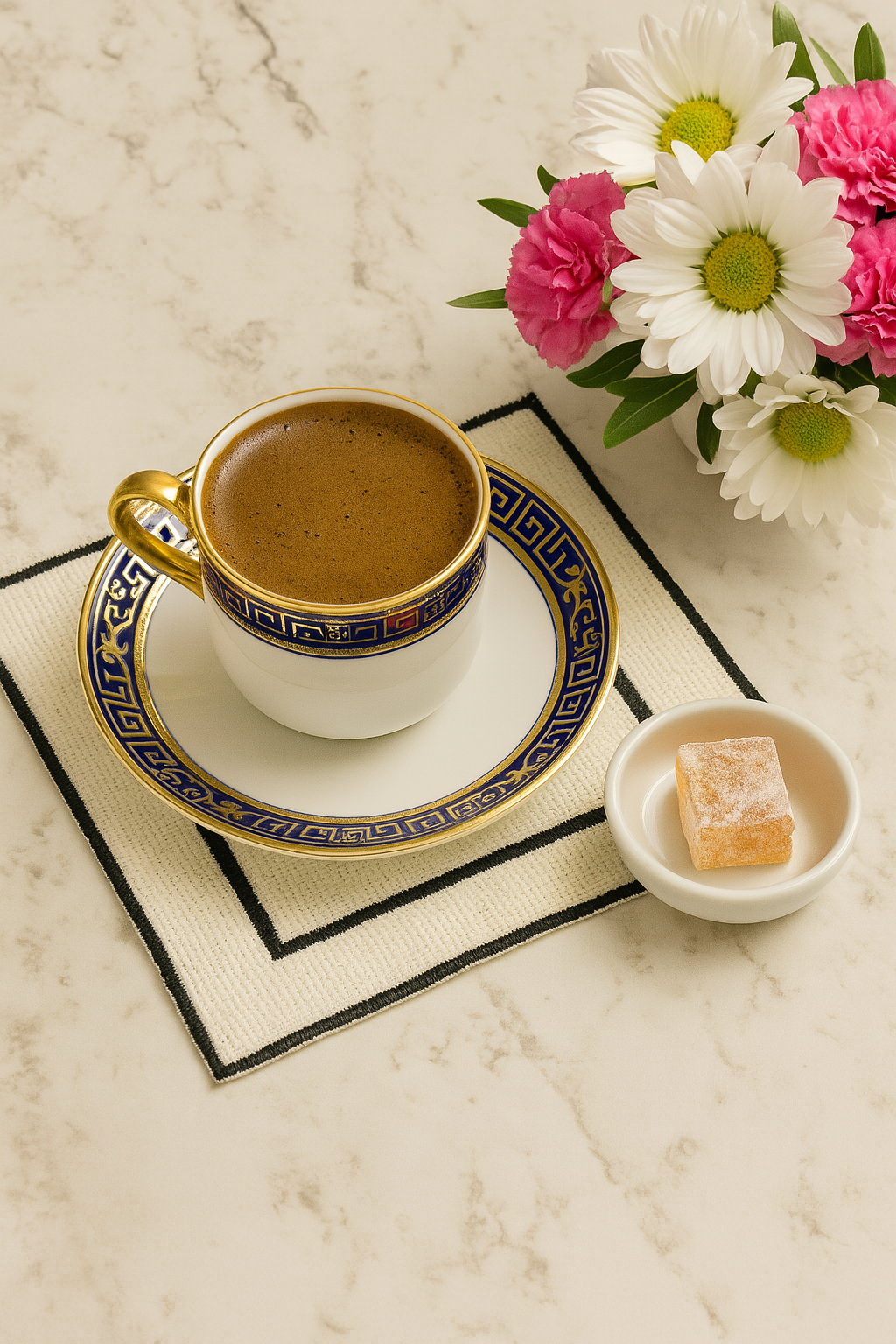 Arancione Co. Siyah Detaylı Çift Kare 6'lı Kokteyl Peçete