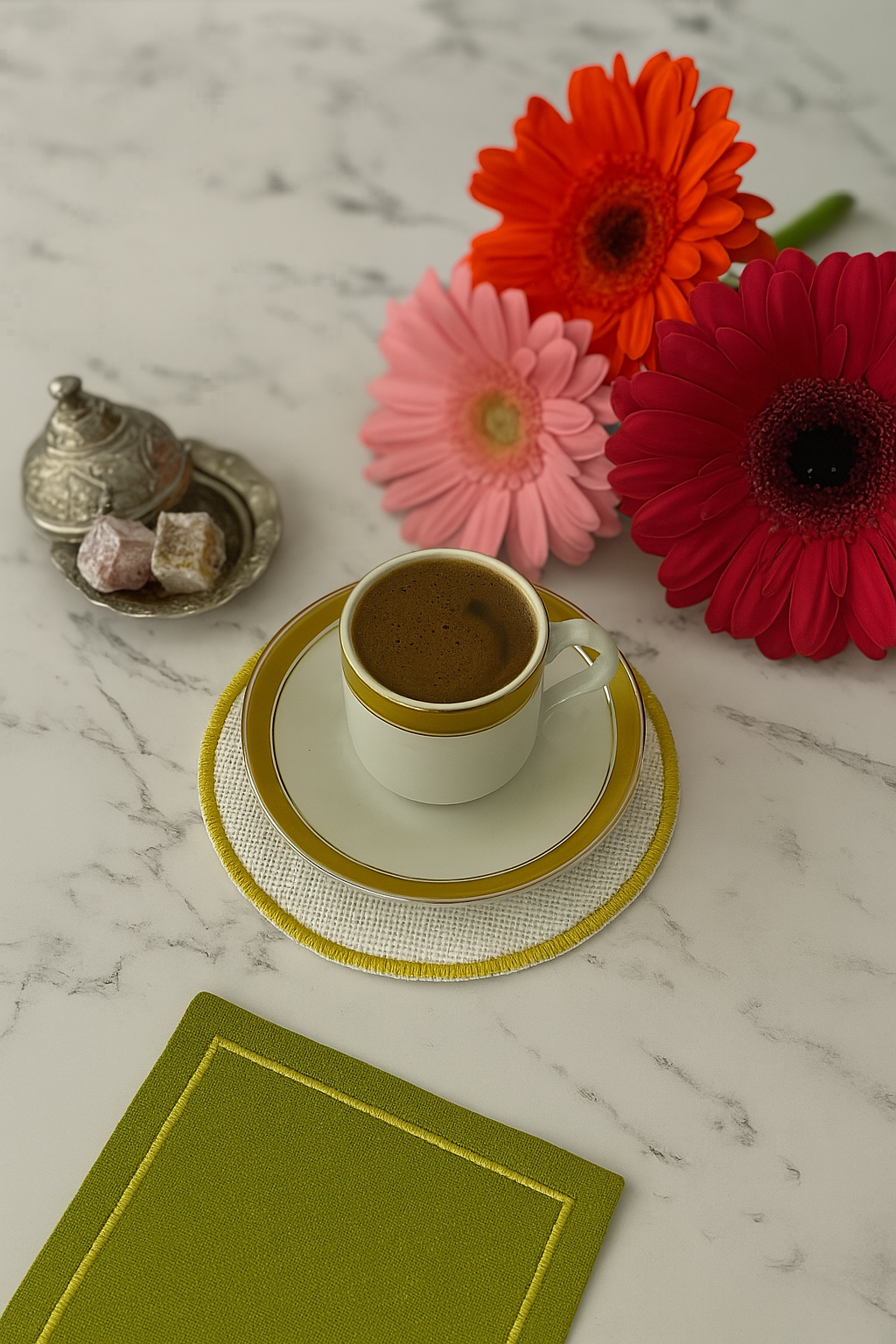 Arancione Co. Sarı Detaylı Yuvarlak 6'lı Kokteyl Peçete