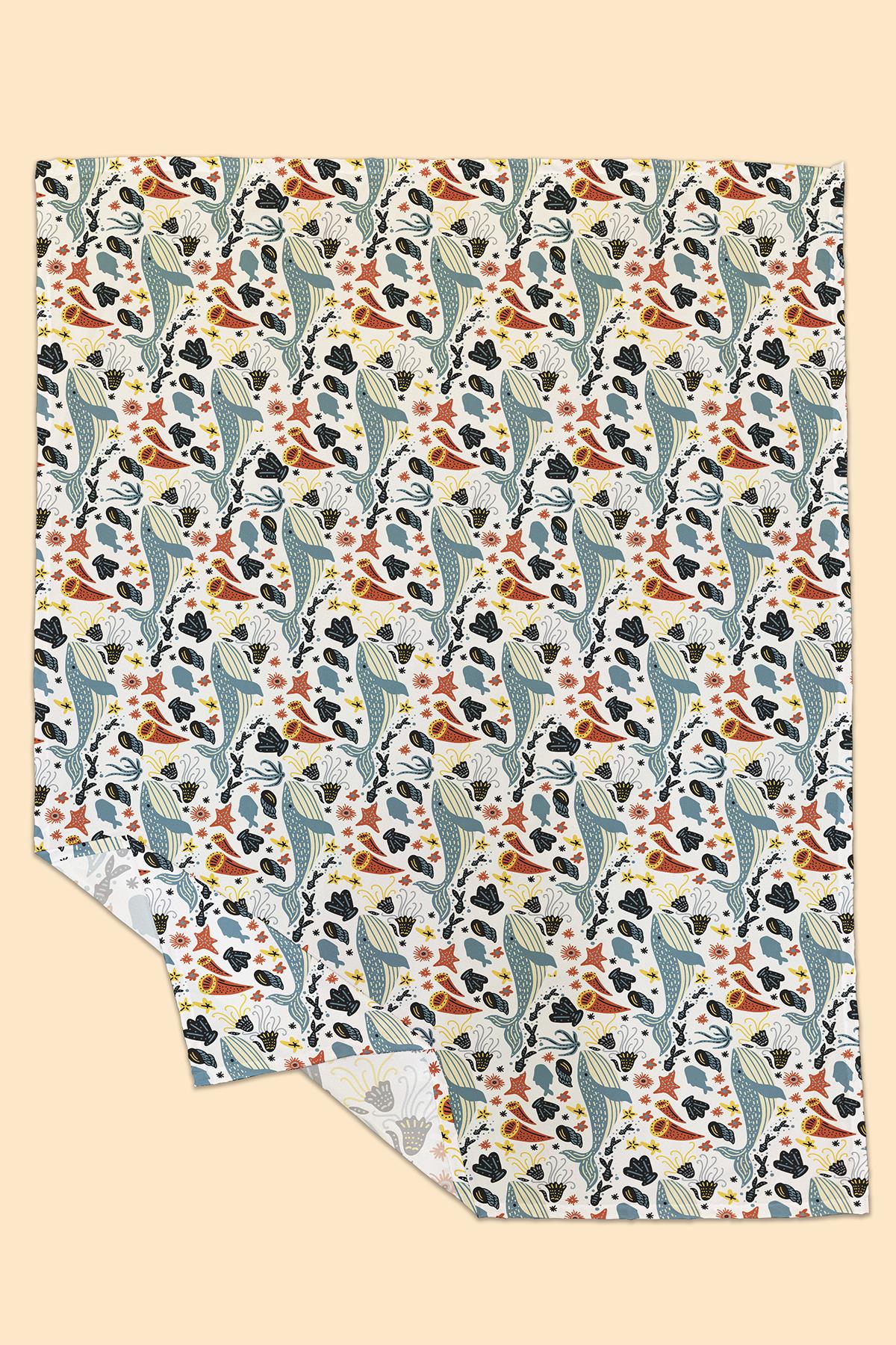 Arancione Co. Big Blue Whale Su Geçirmez, Yer/Mama Sandalyesi Altı, Aktivite, Yemek ve Oyun Örtüsü