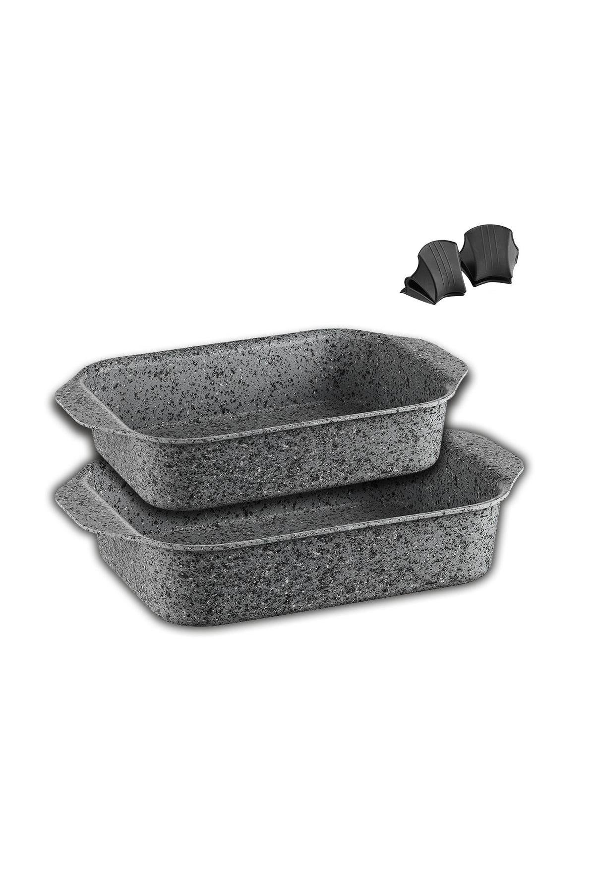 Brioni Stone-Age Fırın Tepsi Seti 2 Parça 30x22cm - 35x25cm