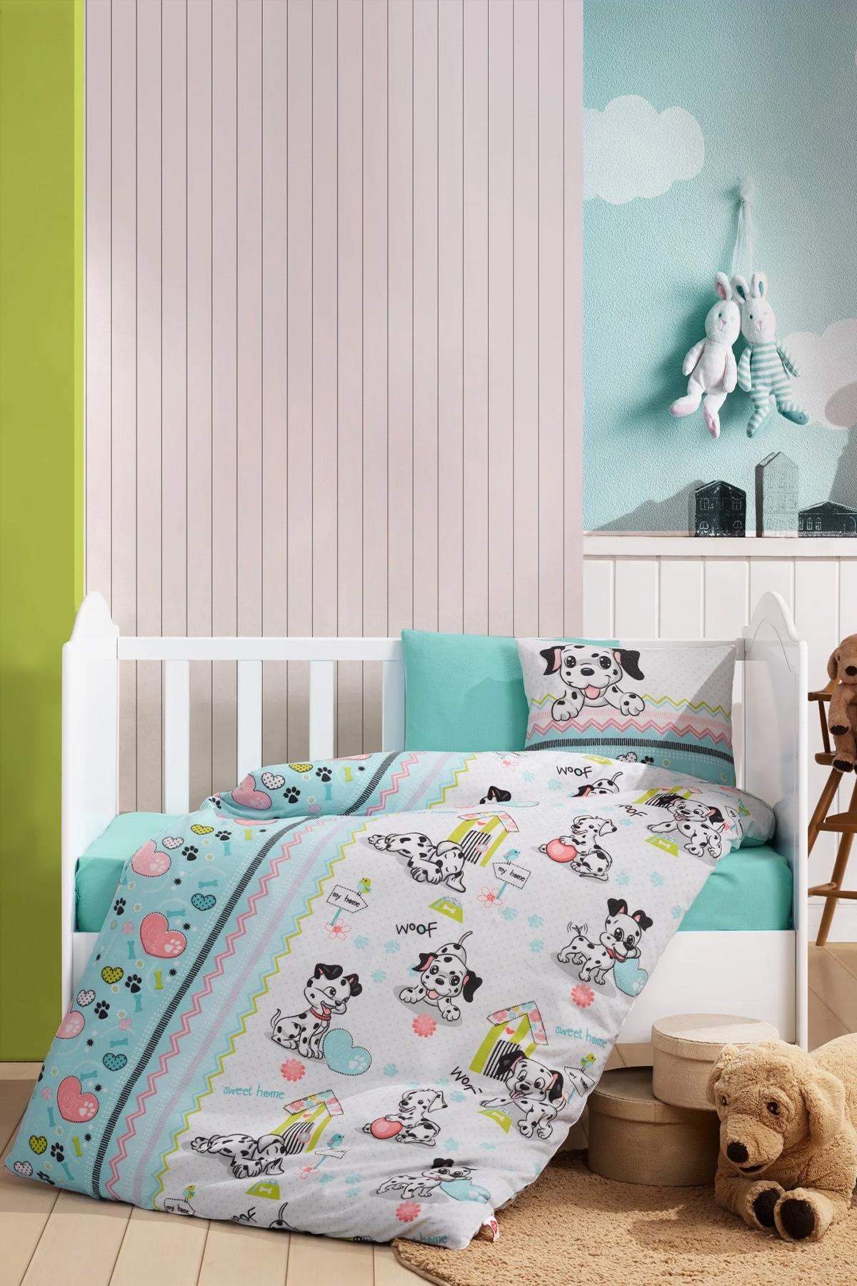 Cotton Box Flanel Bebek Nevresim Takımı Dalmaçyalı Mint