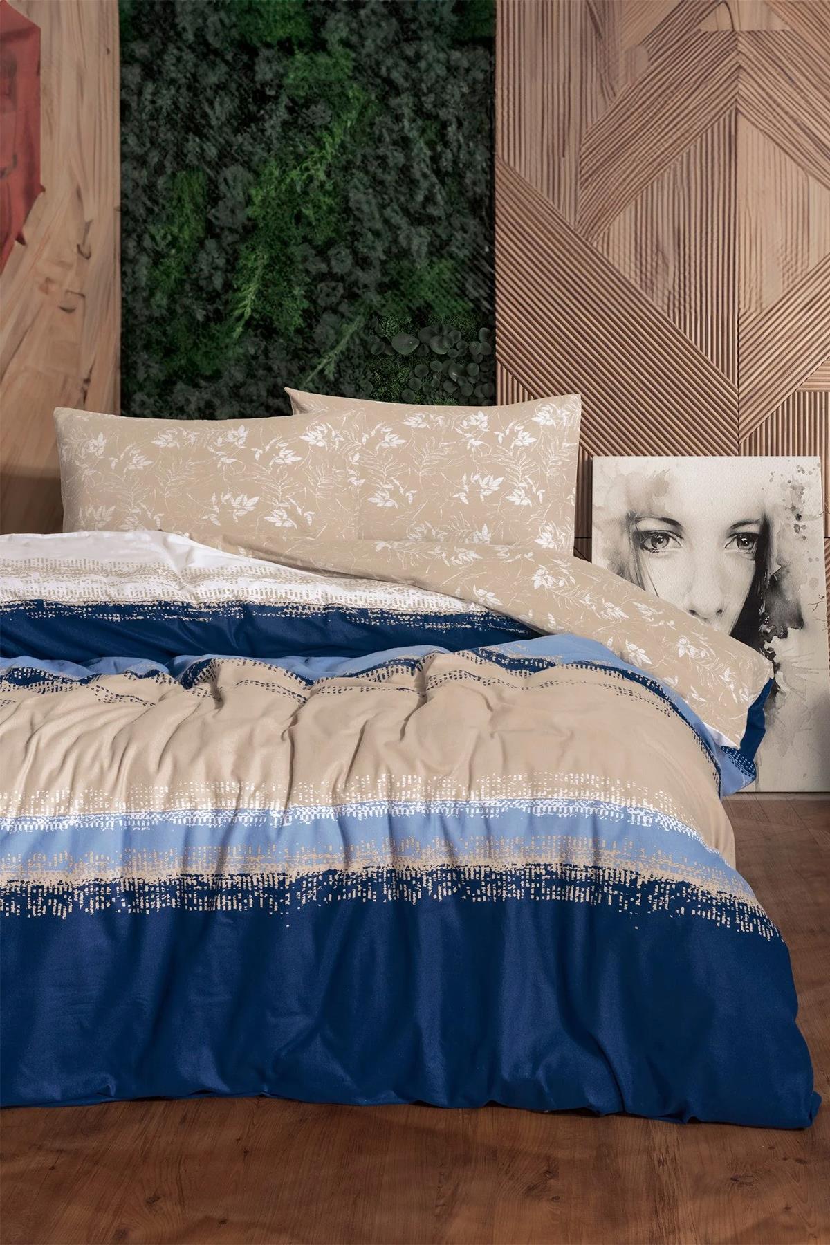 Cotton Box Flanel Nevresim Takımı Blueline Tek Kişilik Lacivert