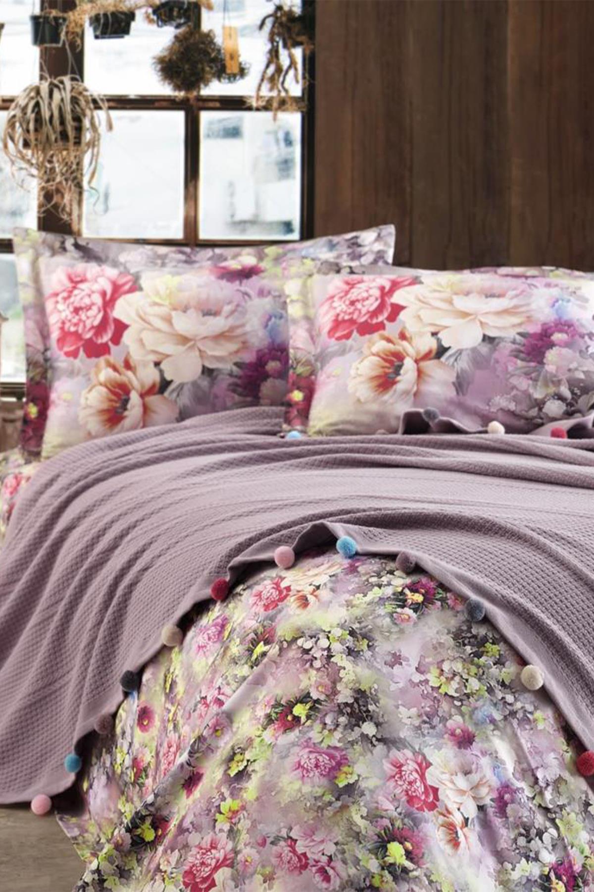 Dantela Vita Violet Ponponlu Pike Takımı Leylak