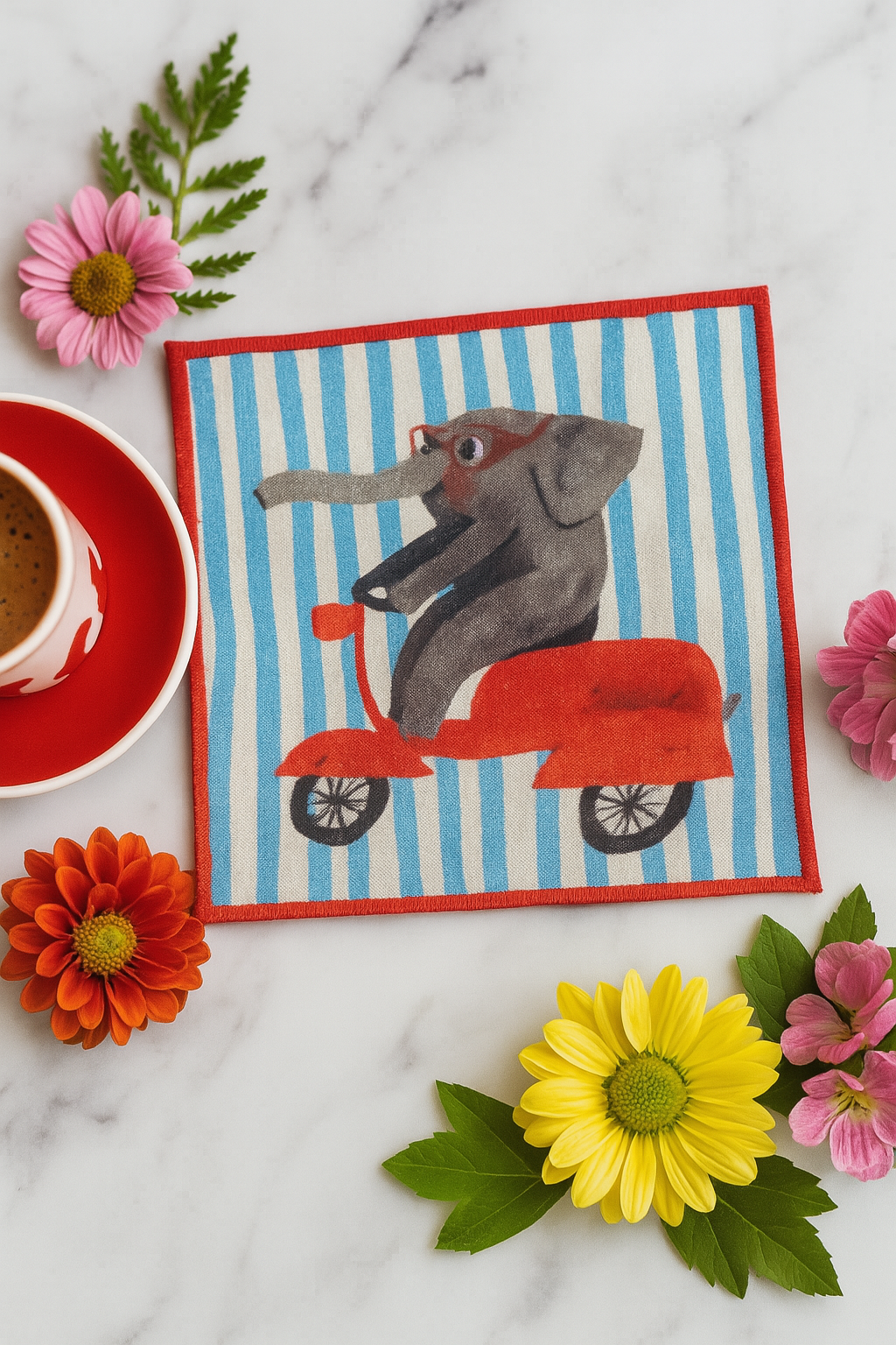 Evdek 2’li Dijital Baskılı Nakış Detaylı Kokteyl Peçete Ds9