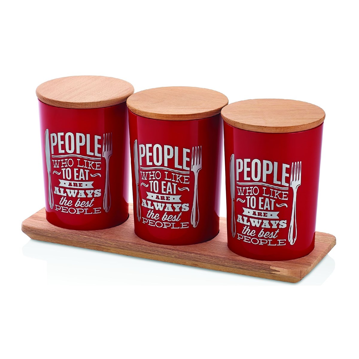 Evdek 3'lü Standlı Kırmızı Saklama Kabı Seti 38x19 Cm