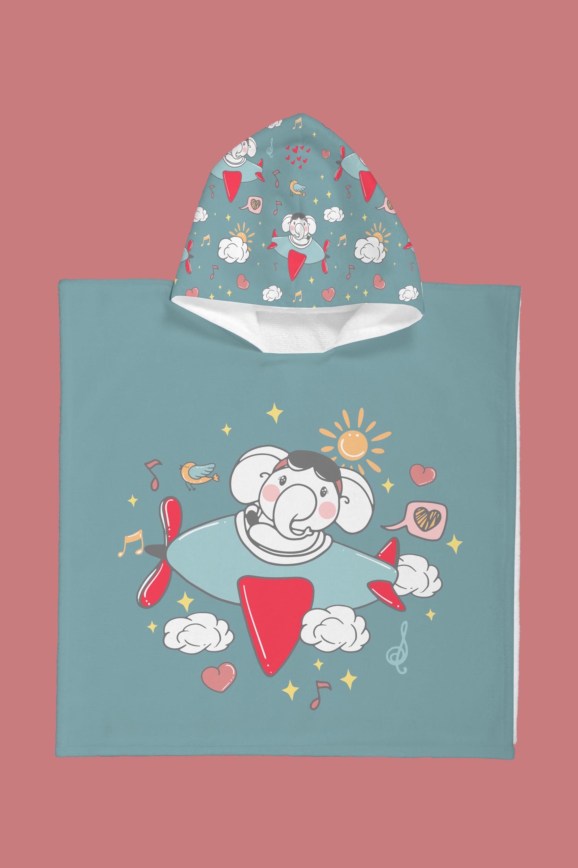 Evdek Air Elephant Çocuk Panço Plaj Havlusu