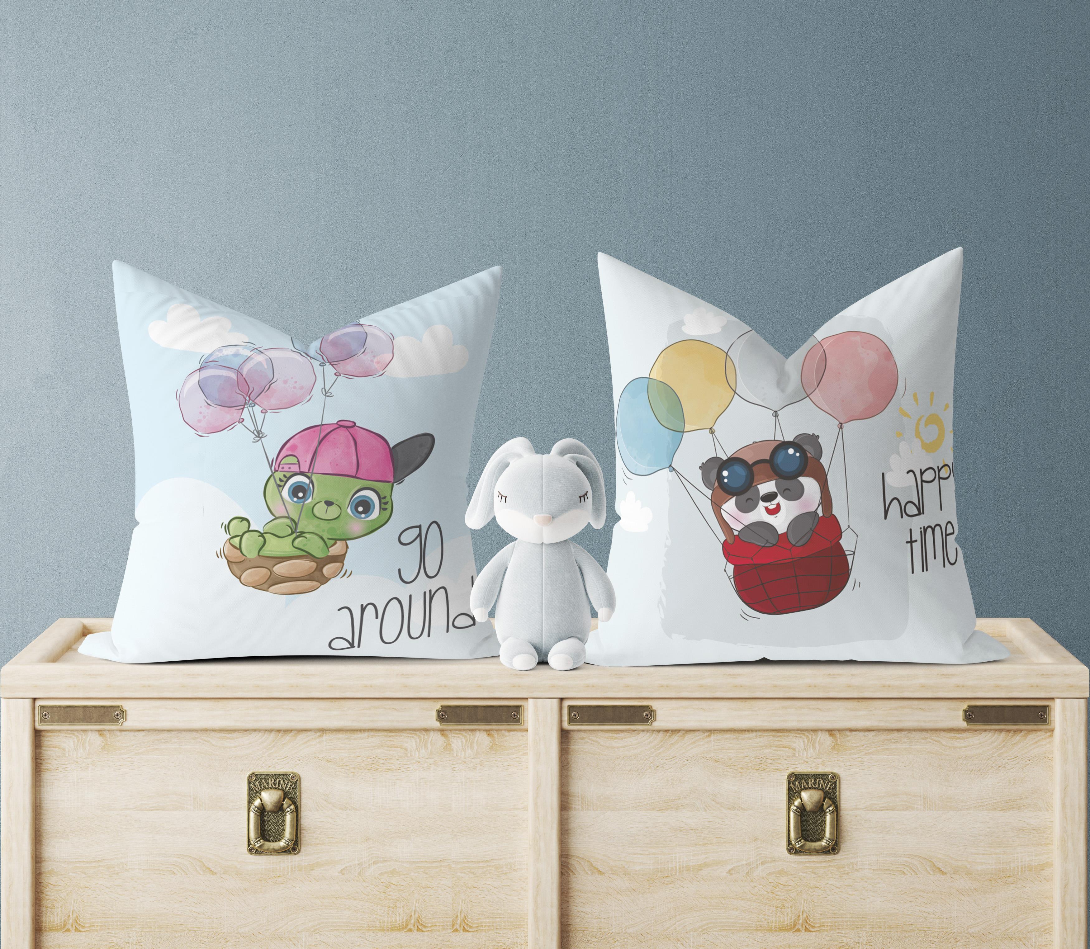 Evdek Bebek Çocuk Odası Yastıklı Kırlent Kılıf 2'li Ds29 30x30 Cm