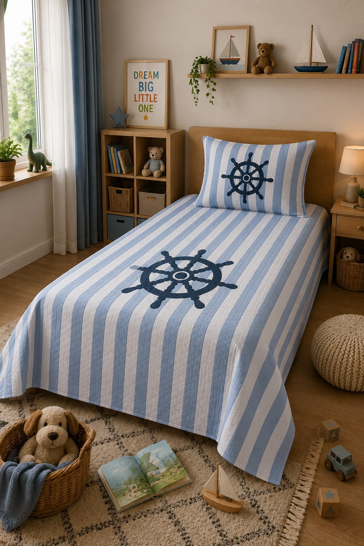 Evdek Bebek ve Çocuk Odası Ocean Captain – Denizci Tek Kişilik Pike Takımı 160X230 Cm 6ETD7 - 7063321