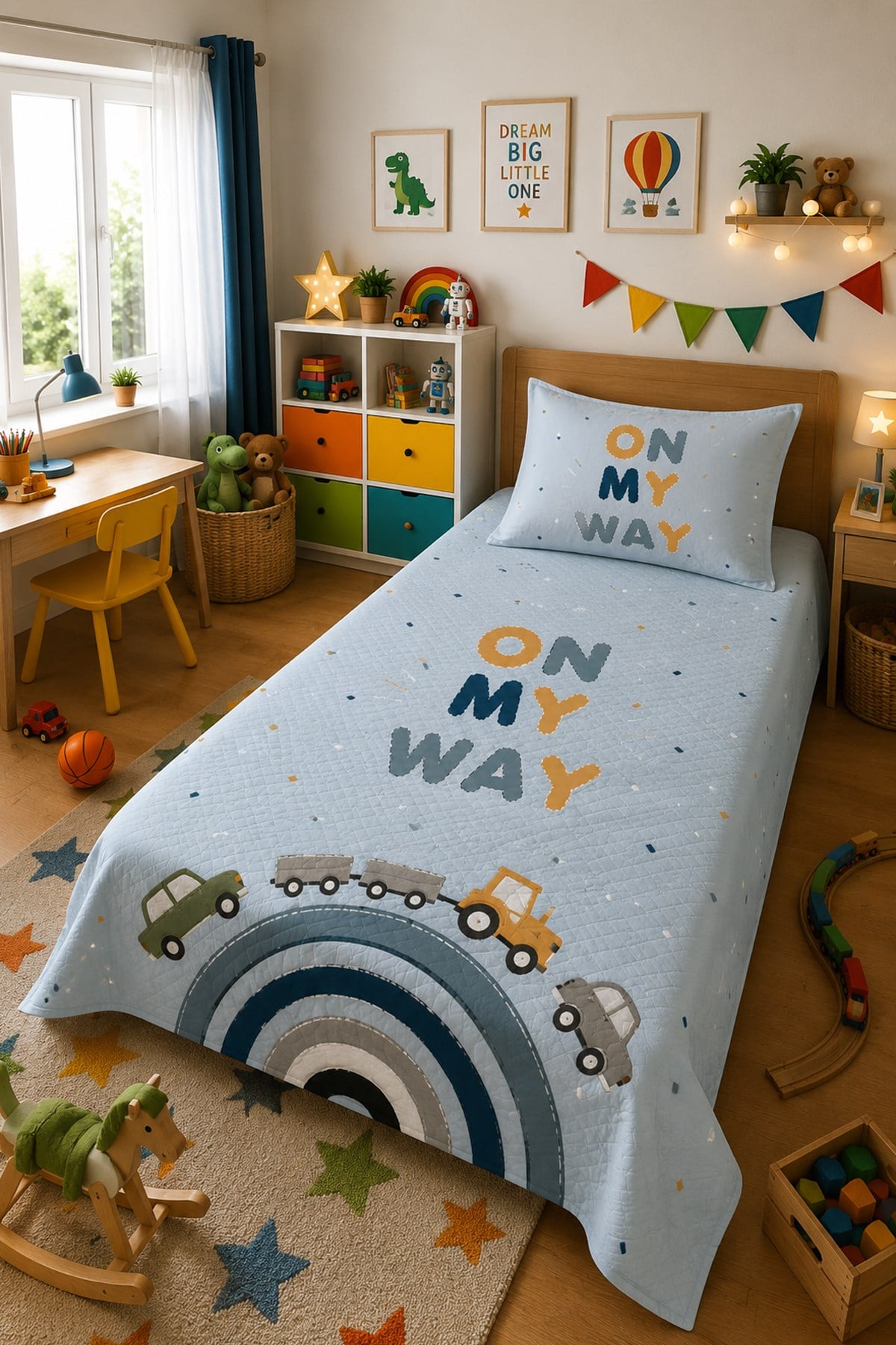 Evdek Bebek ve Çocuk Odası Road Trip – Araba Tek Kişilik Pike Takımı 160X230 Cm 6ETD20 - 7063420