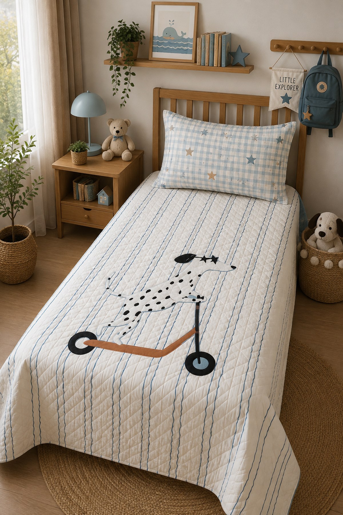 Evdek Bebek ve Çocuk Odası Scooter Pup - Scooter Yavrusu Tek Kişilik Pike Takımı 160X230 Cm 6EAD5 - 7064632