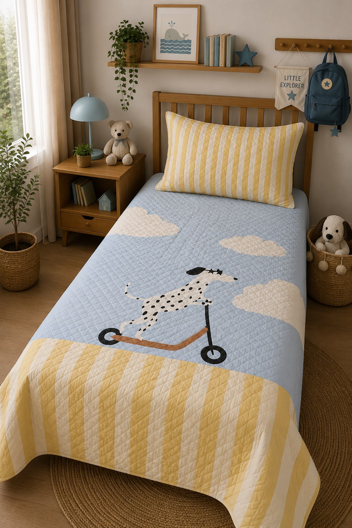 Evdek Bebek ve Çocuk Odası Sky Ride Pup - Gökyüzü Yavrusu Tek Kişilik Pike Takımı 160x230 Cm 6EAD6 - 7064649