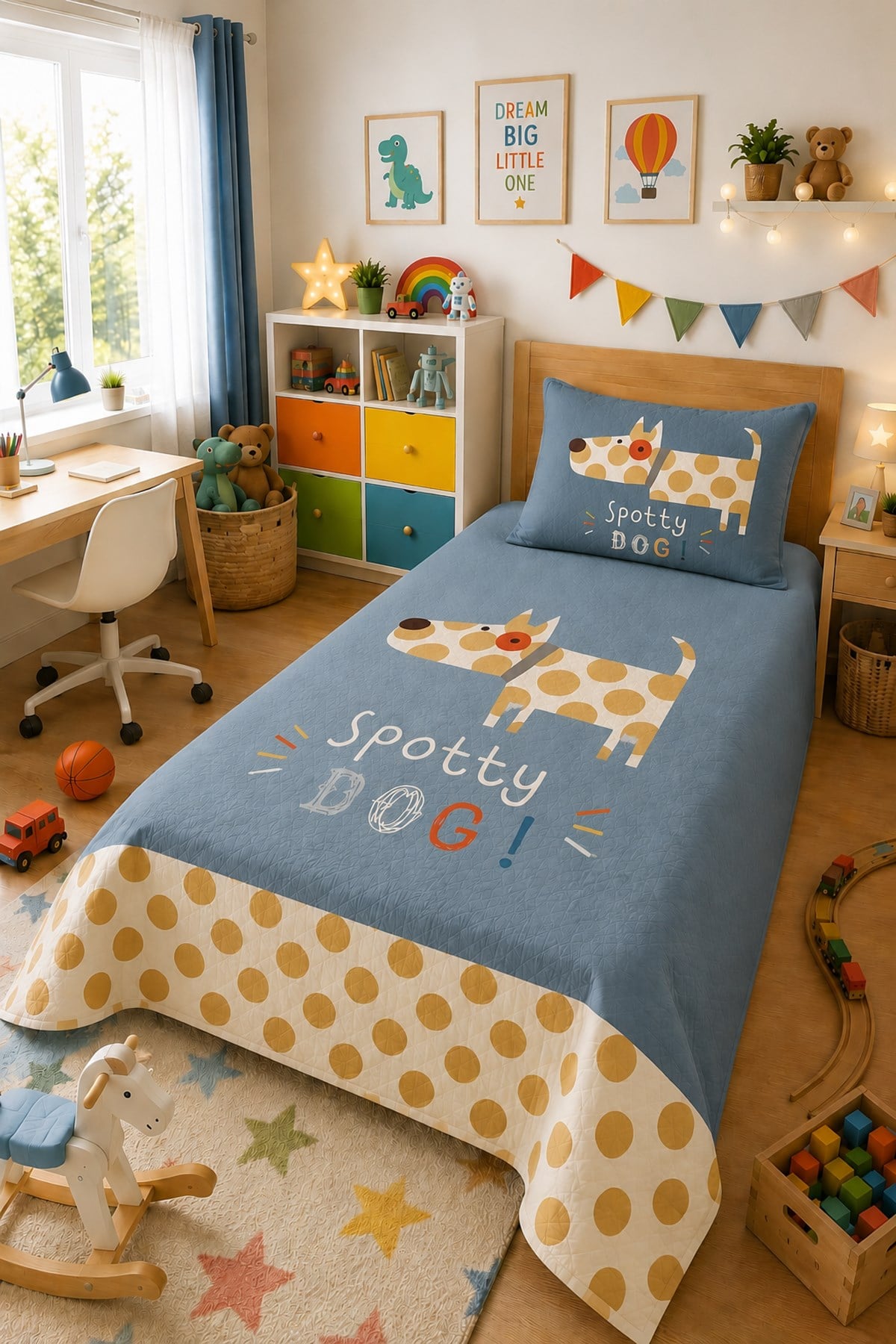 Evdek Bebek ve Çocuk Odası Spotty Pup – Köpek Tek Kişilik Pike Takımı 160X230 Cm 6ETD19 - 7063451