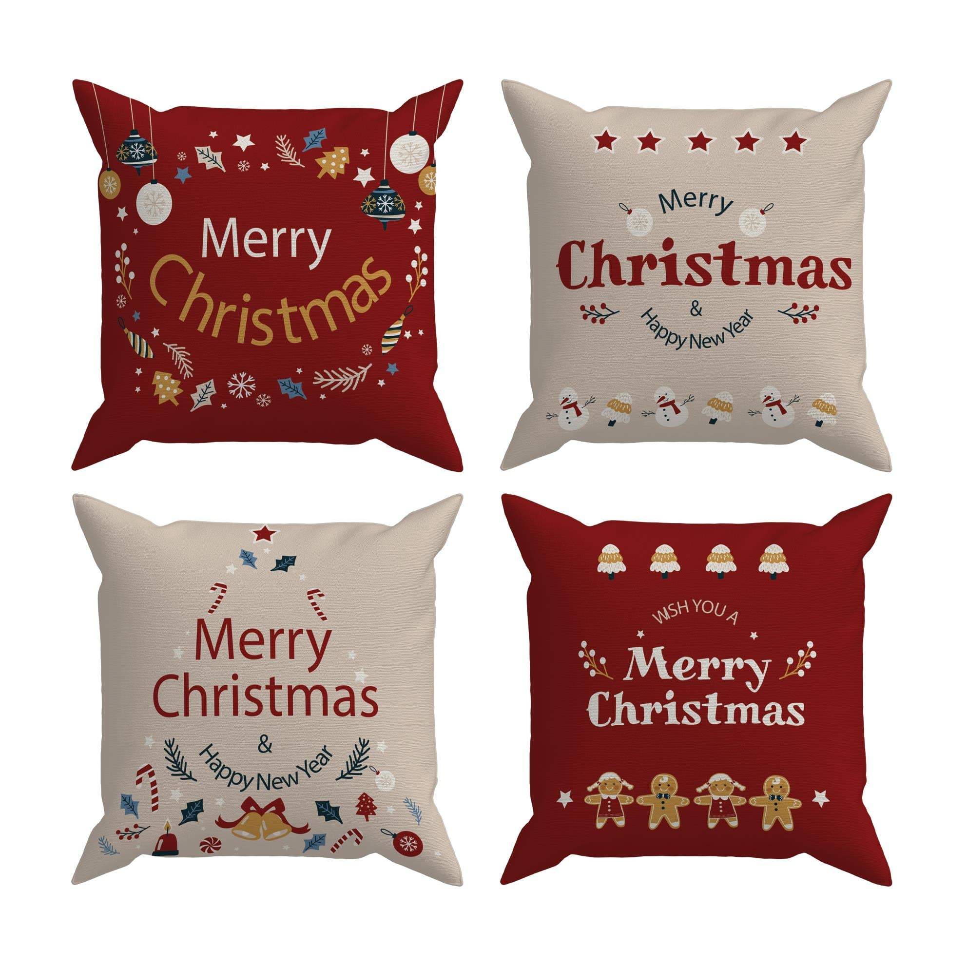 Evdek Christmas 4'lü Kırlent Kılıf Ds27