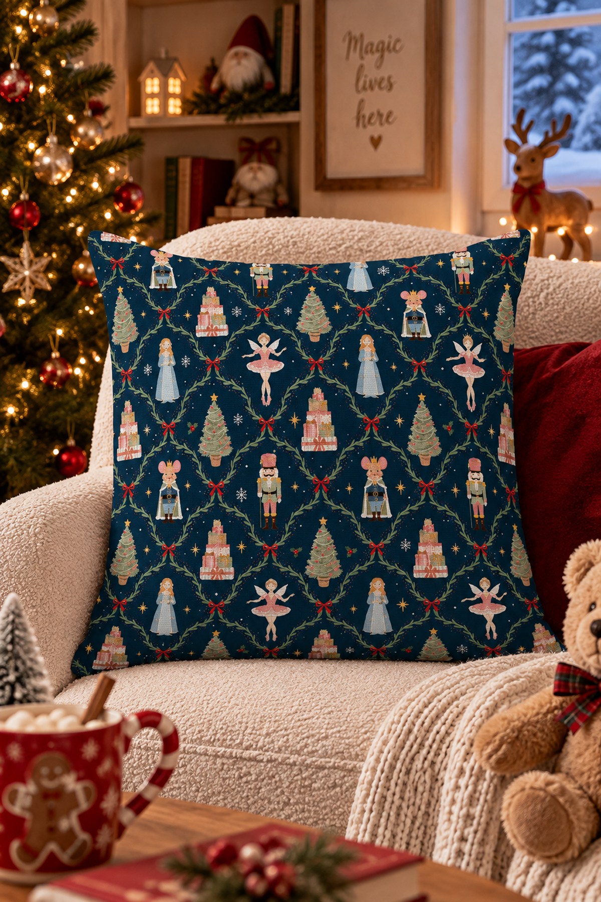 Evdek Christmas Çift Tarafı Baskılı Kırlent Kılıfı 6ECHD28 - 7066001