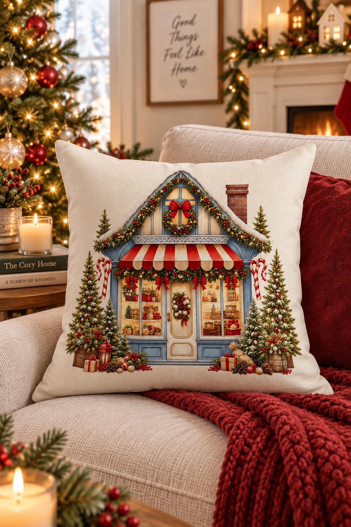 Evdek Christmas Çift Tarafı Baskılı Kırlent Kılıfı 6ECHD20 - 7065578