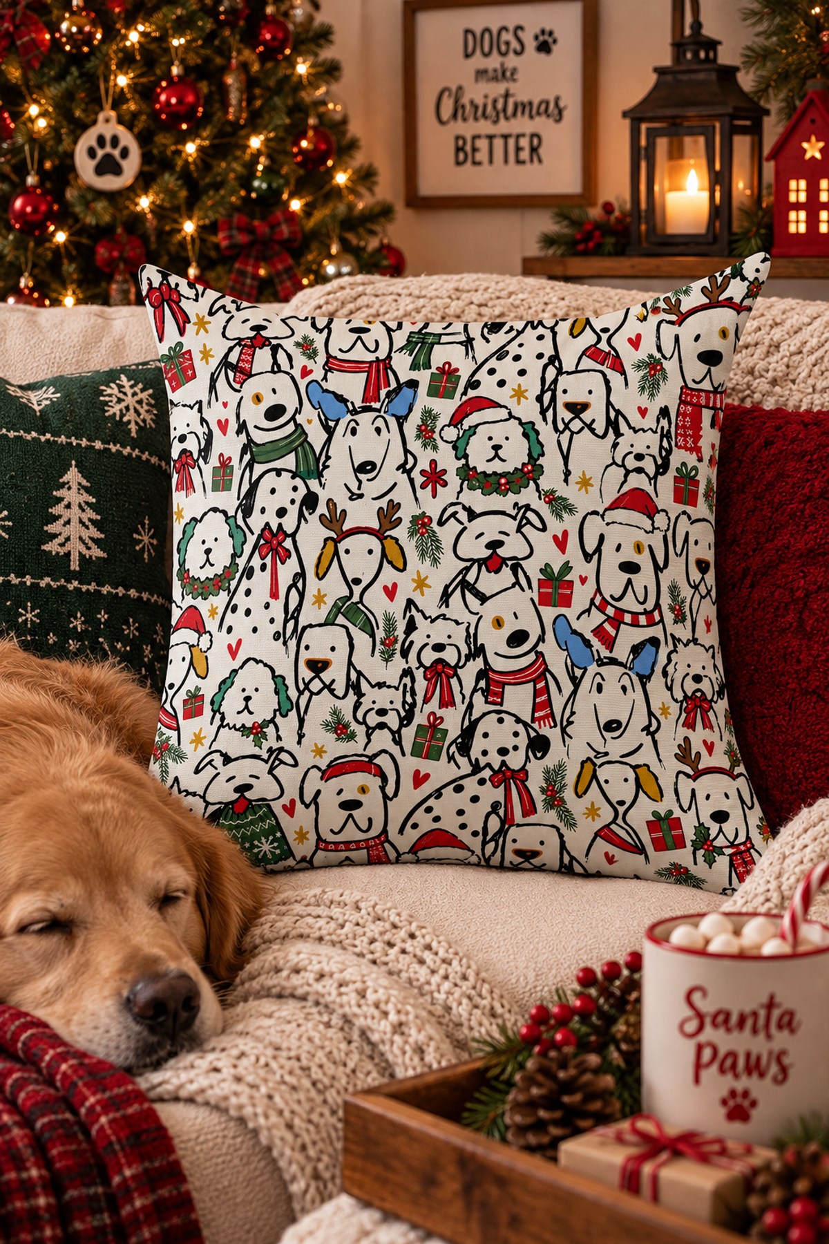 Evdek Christmas Çift Tarafı Baskılı Kırlent Kılıfı 6ECHD29 - 7066018