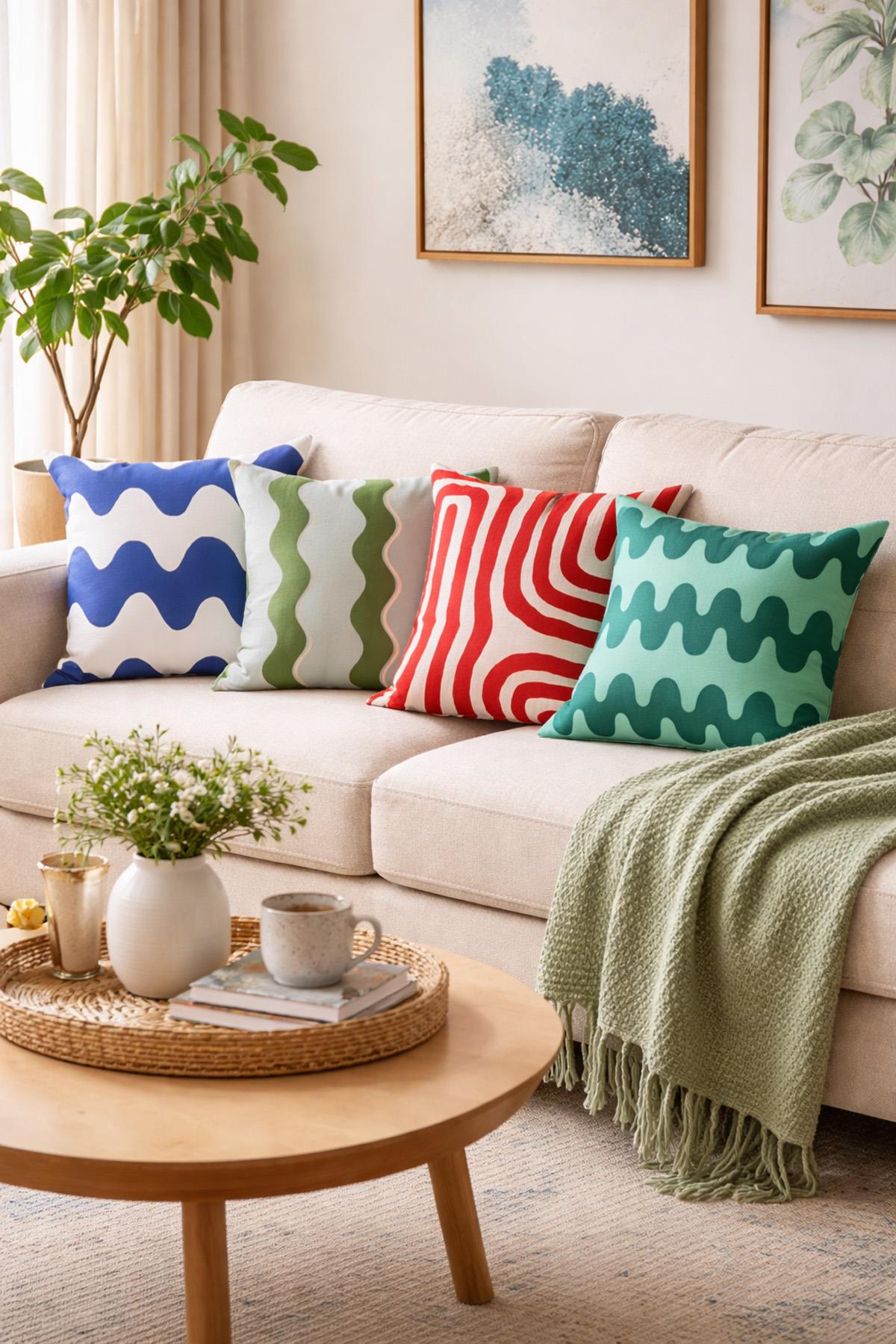 Evdek Çift Tarafı Baskılı 4’lü Kırlent Kılıfı 6EOD5