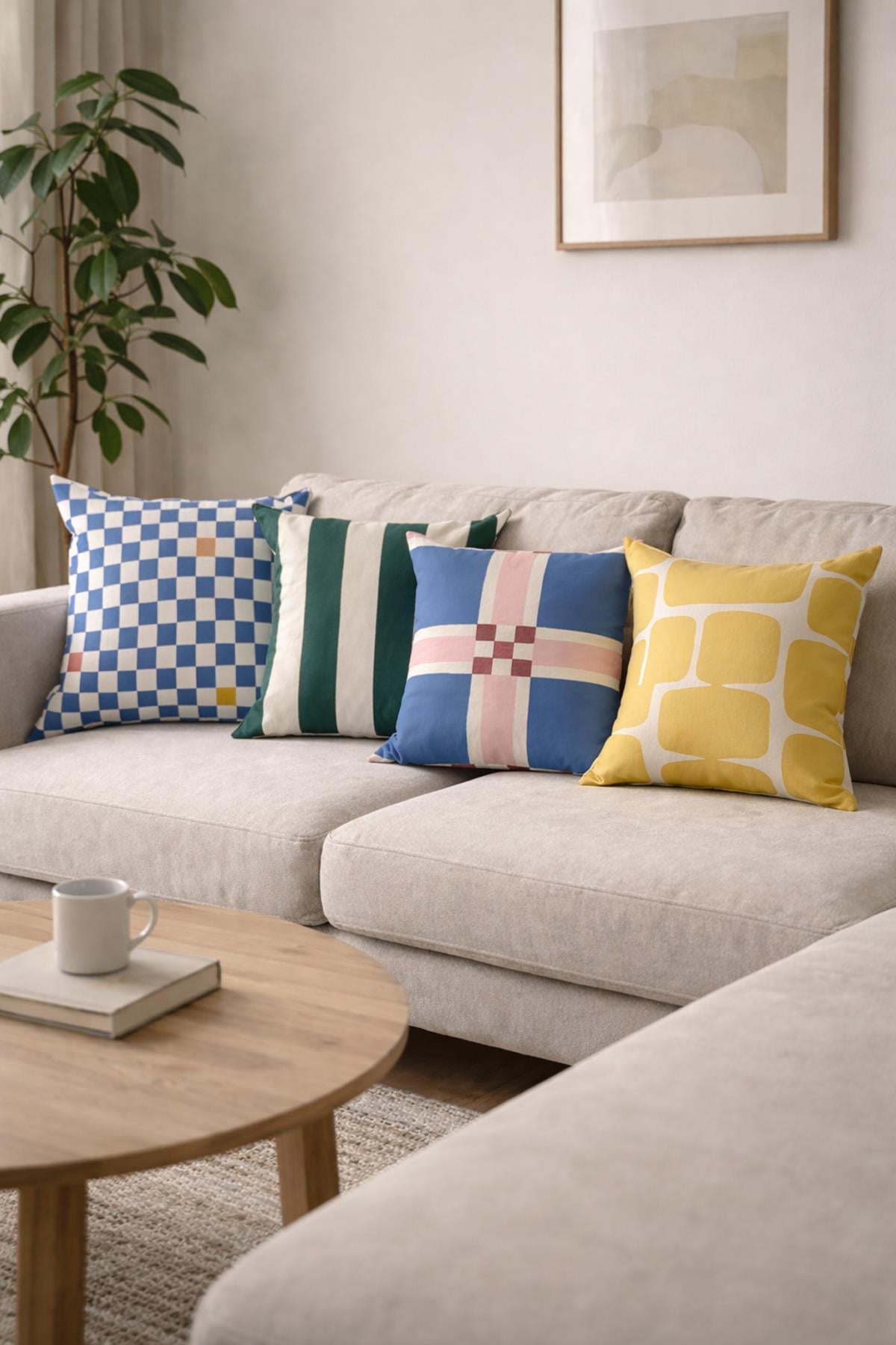 Evdek Çift Tarafı Baskılı 4’lü Kırlent Kılıfı 6EOD1