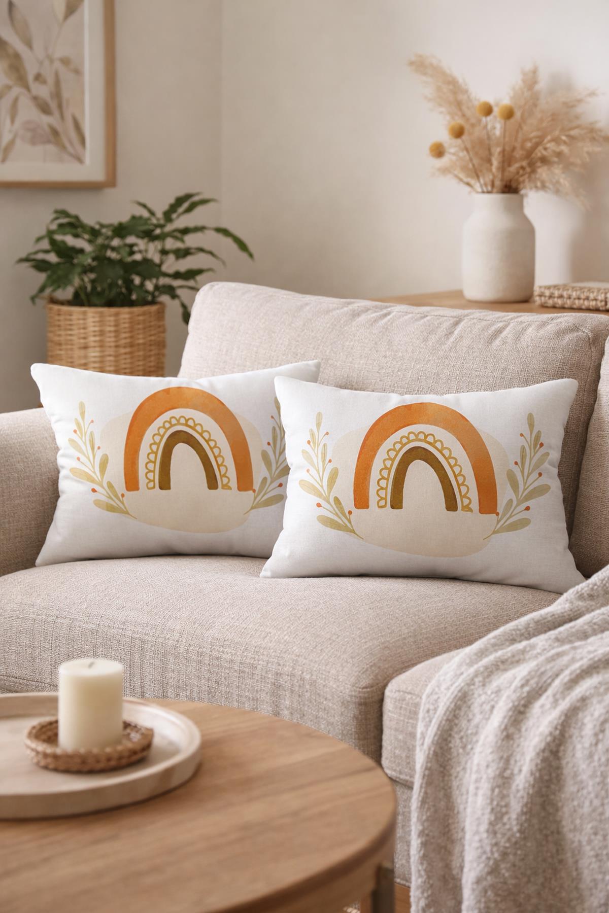 Evdek Çift Taraflı Dikdörtgen Kırlent Kılıf 2'li Ds58