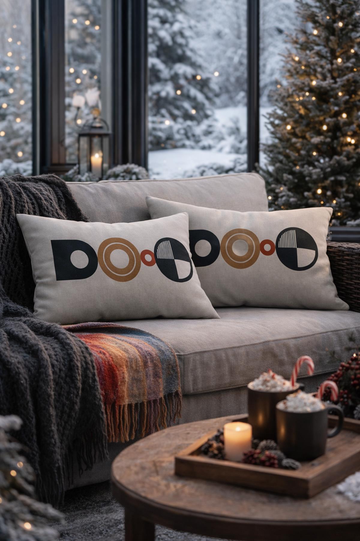 Evdek Çift Taraflı Dikdörtgen Kırlent Kılıf 2'li Ds92