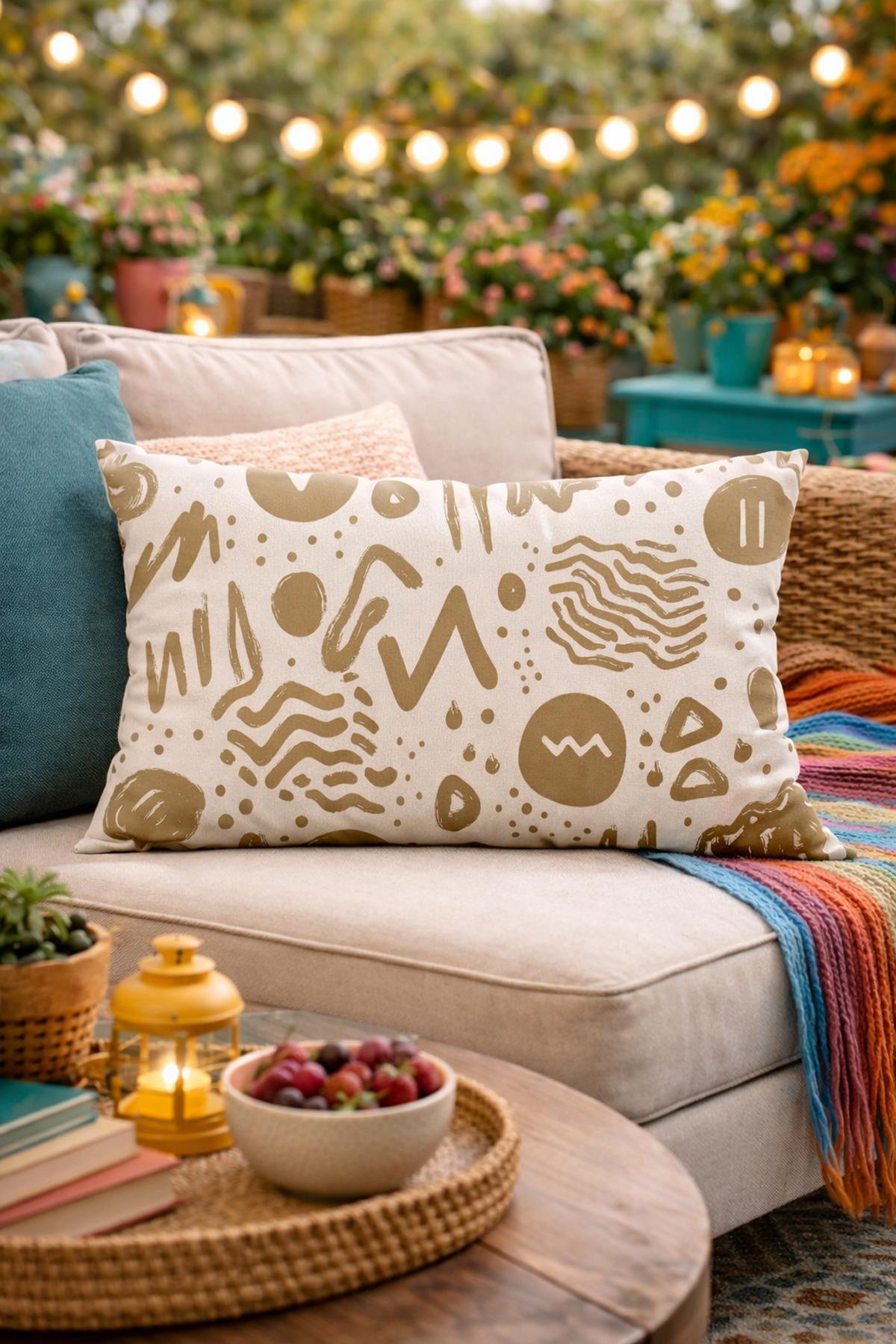 Evdek Çift Taraflı Dikdörtgen Kırlent Kılıfı TK16