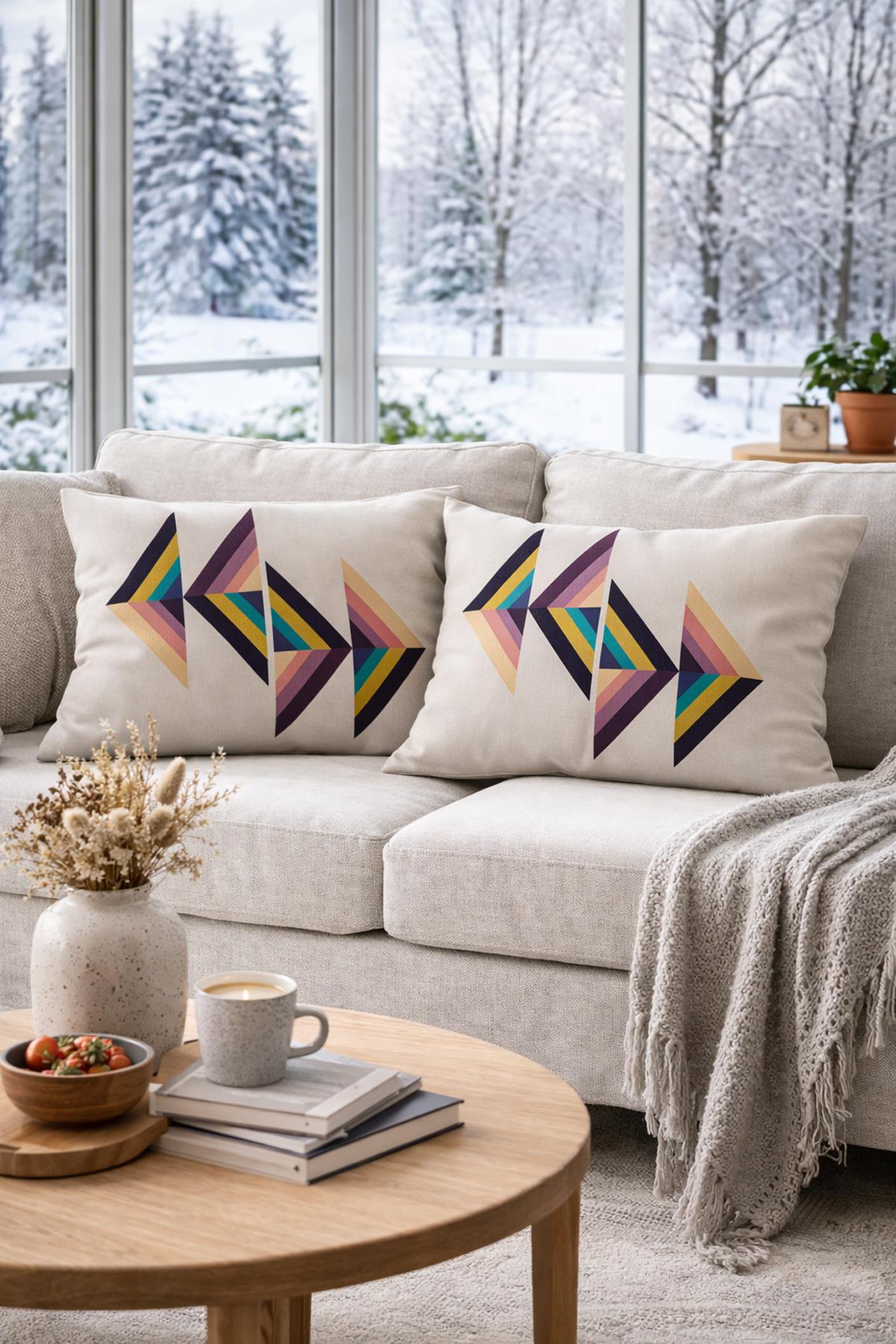 Evdek Çift Taraflı Dikdörtgen Kırlent Kılıf 2'li Ds33