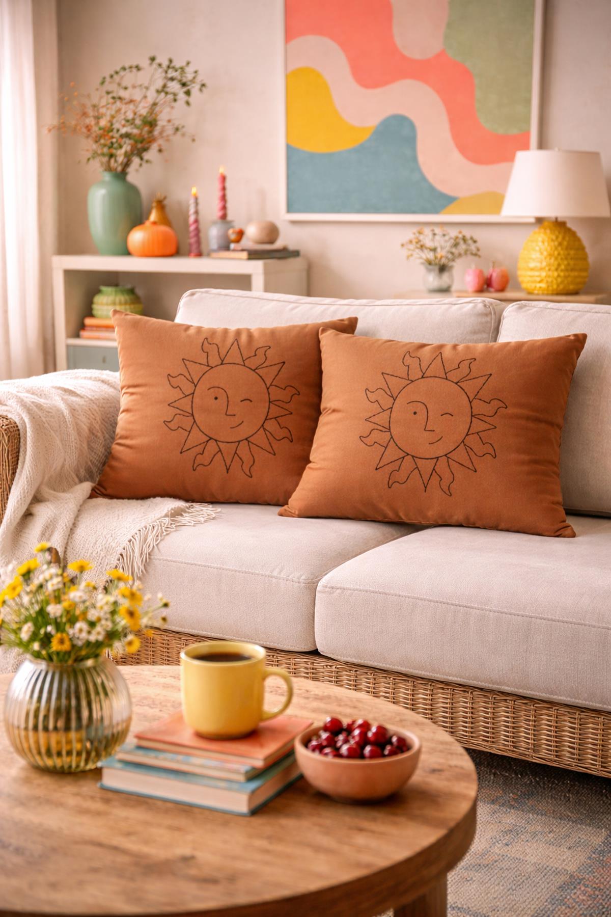 Evdek Çift Taraflı Dikdörtgen Kırlent Kılıf 2'li Ds56