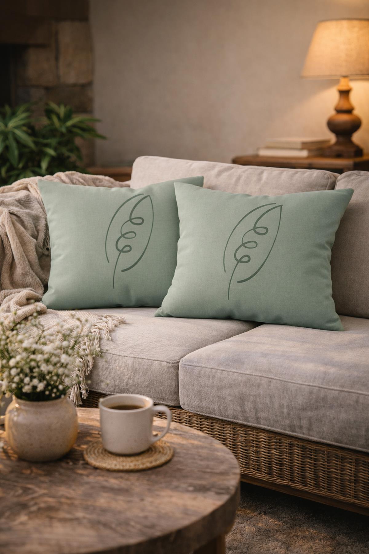 Evdek Çift Taraflı Dikdörtgen Kırlent Kılıf 2'li Ds44