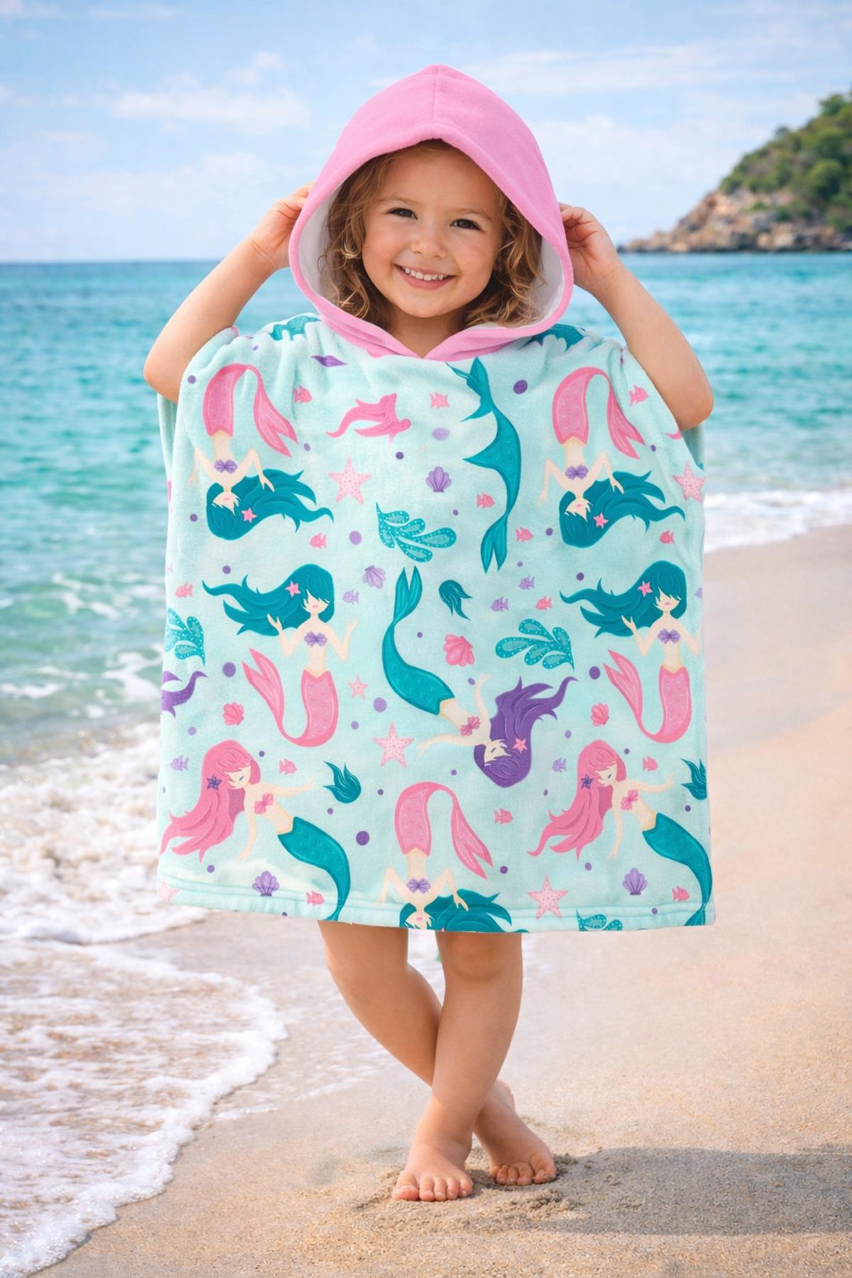 Evdek Coral Princesses Çocuk Panço Plaj Havlusu - 7056507